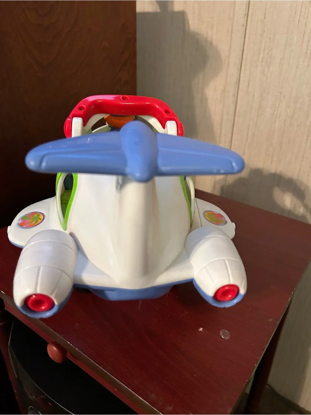 Fisher-Price White, Blue, Red Kids Airplane Toy with Pilot